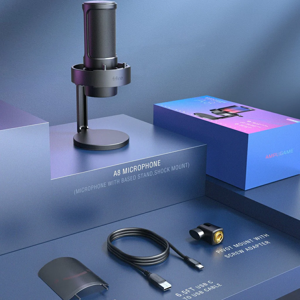 Fifine Ampligame A8 Usb Mic With Controllable Rgb, Live Monitoring Fifine Ampligame A8 Usb Mic With Controllable Rgb, Live Monitoring